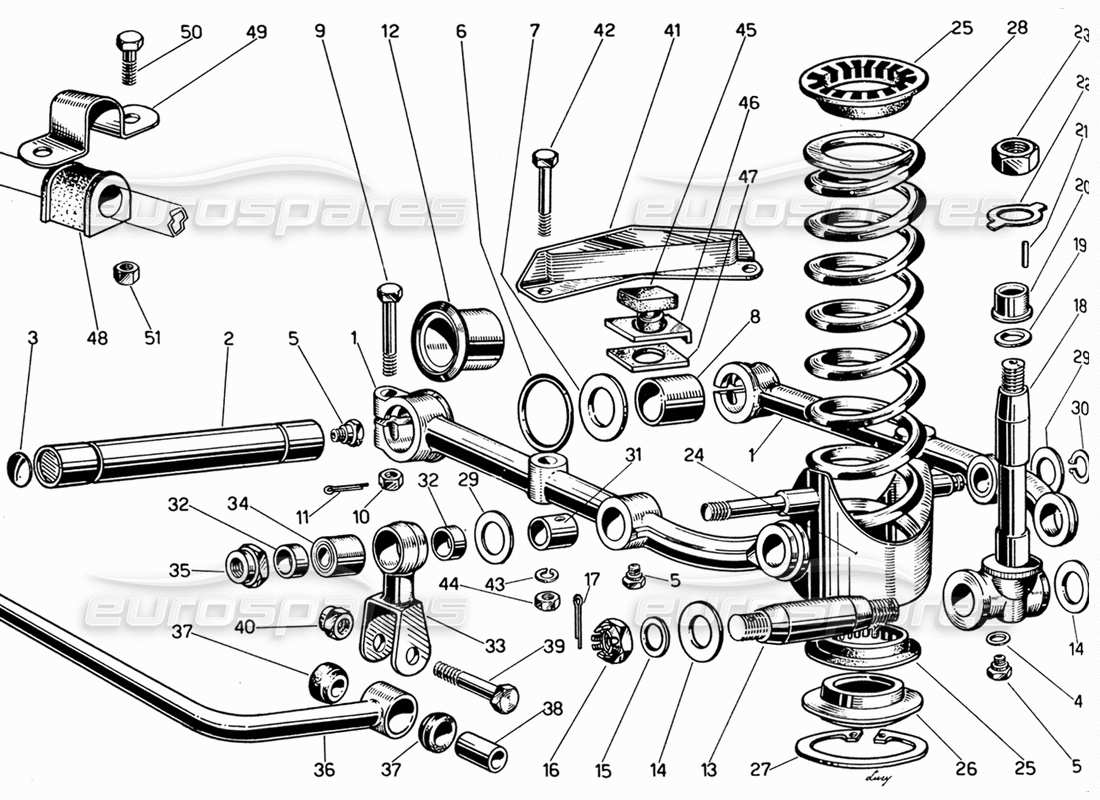 ferrari 330 gt 2+2 front wheel suspension bottom arms parts diagram