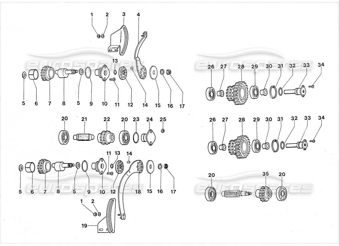 lamborghini lm002 (1988) valve gears part diagram