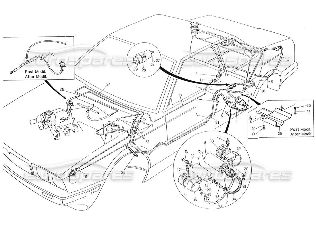 maserati karif 2.8 fuel pipes parts diagram