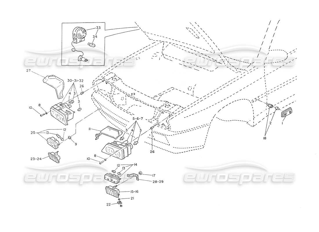 maserati ghibli 2.8 (non abs) headlamps parts diagram