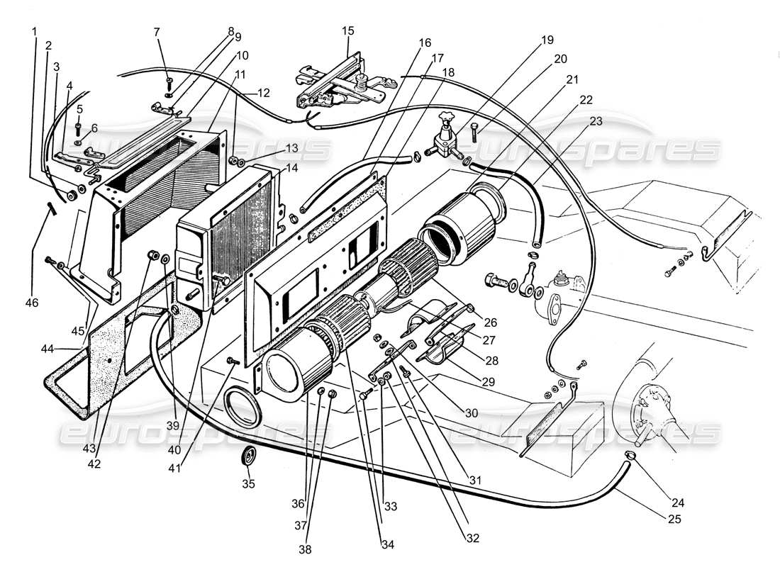 lamborghini espada heater matrix part diagram