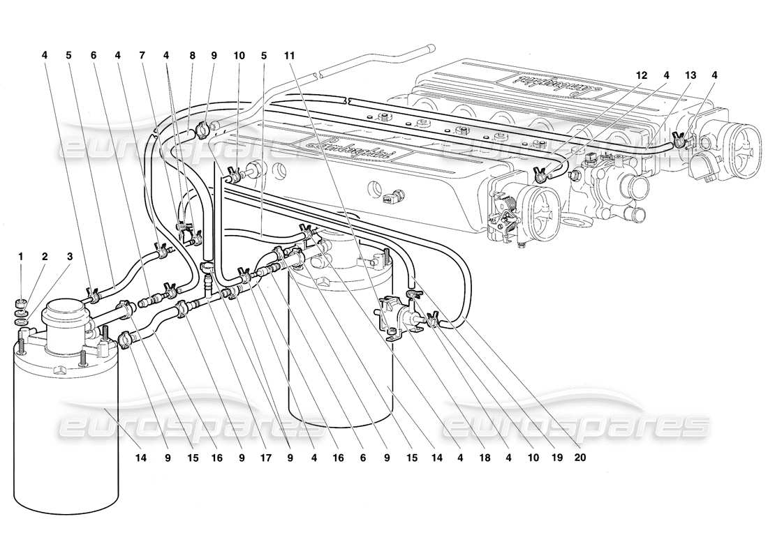 lamborghini diablo vt (1994) fuel system part diagram