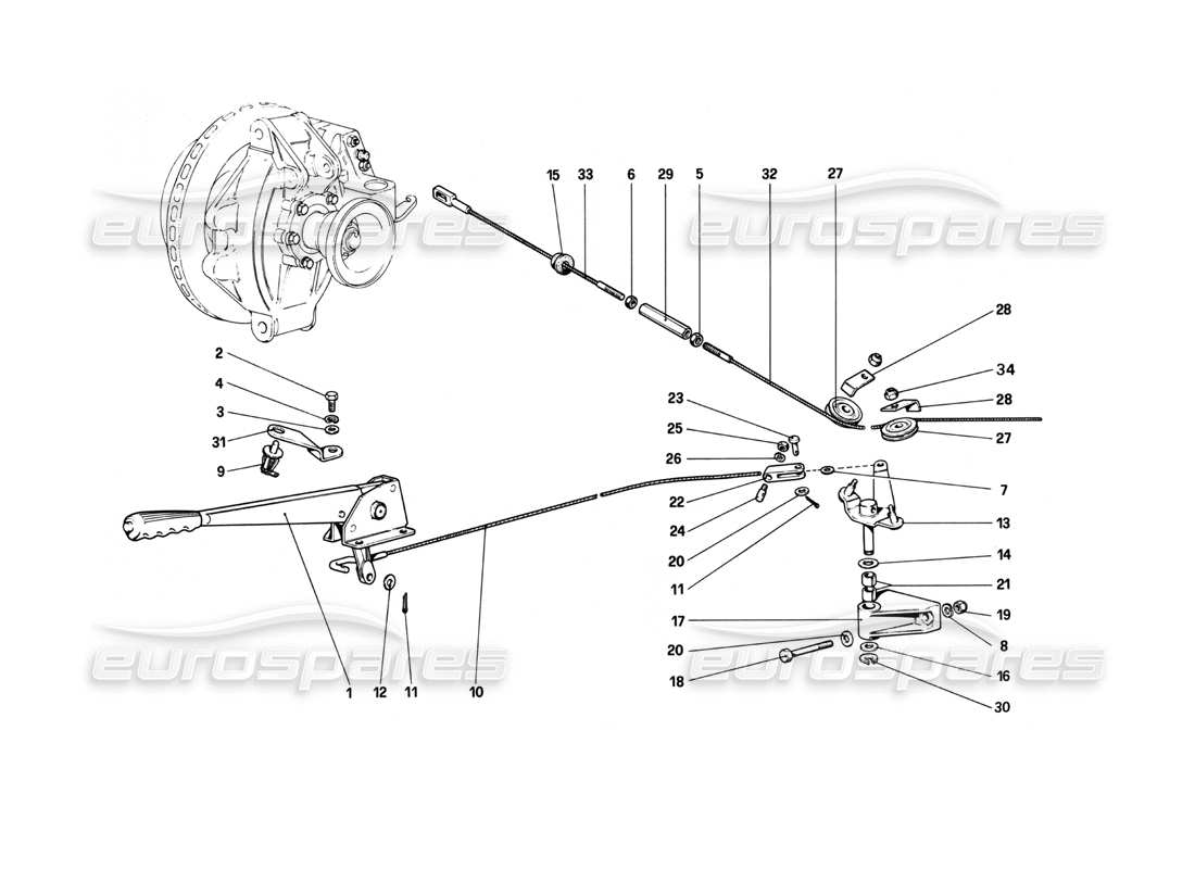 ferrari 208 turbo (1982) hand-brake controll parts diagram