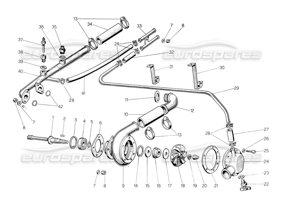 lamborghini countach lp400 water pump and system parts diagram