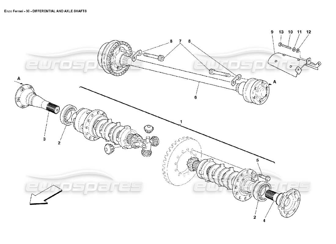 ferrari enzo differential & axle shafts parts diagram