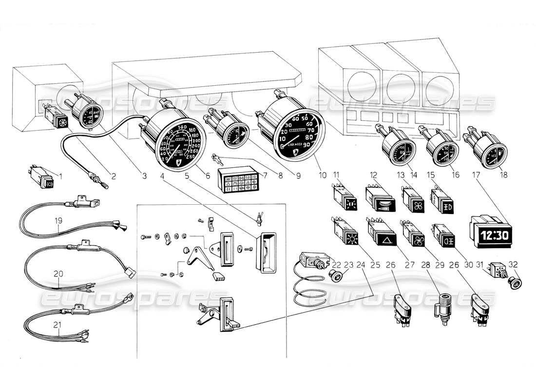lamborghini jalpa 3.5 (1984) instruments parts diagram