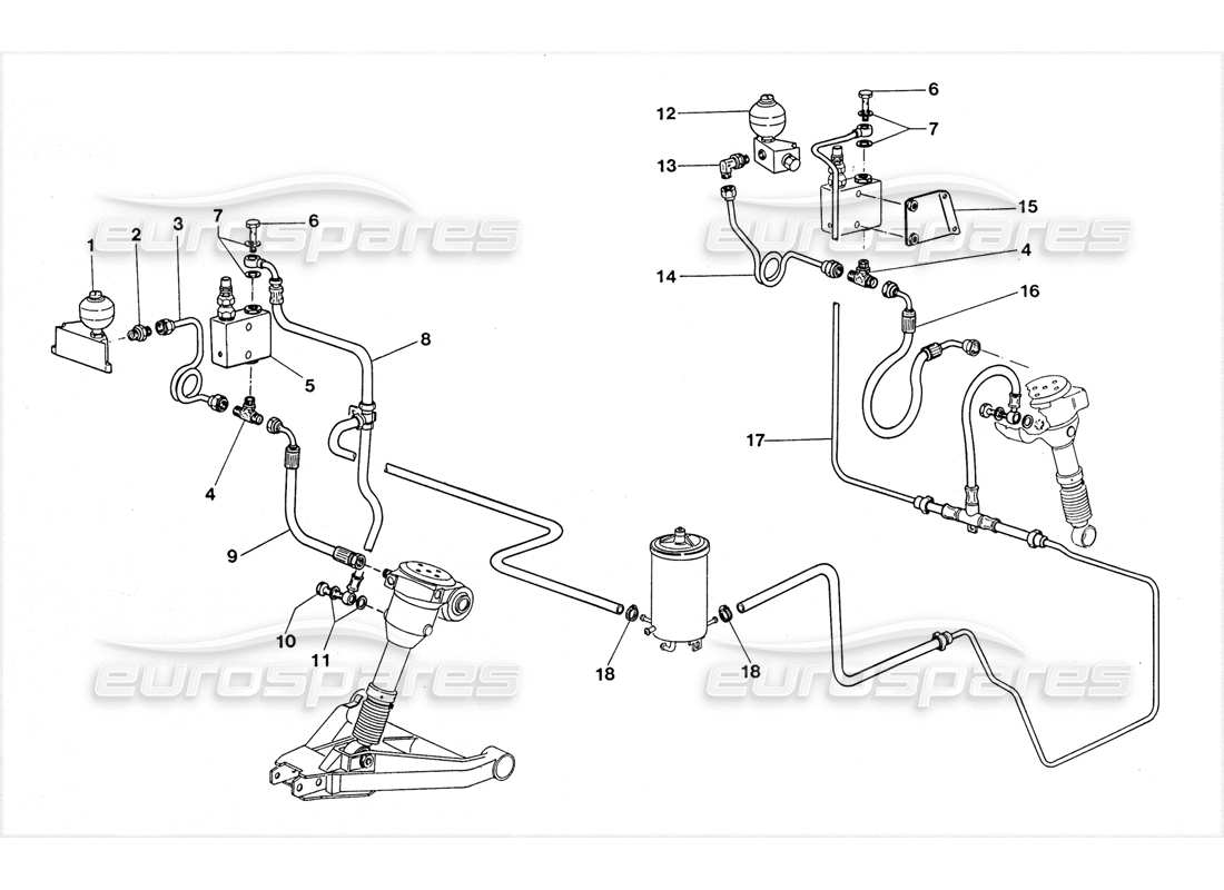 lamborghini lm002 (1988) stop hydraulic system part diagram