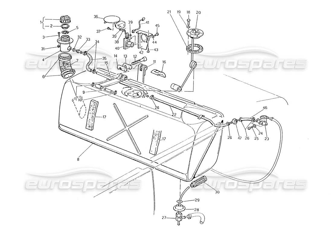 maserati karif 2.8 fuel tank parts diagram