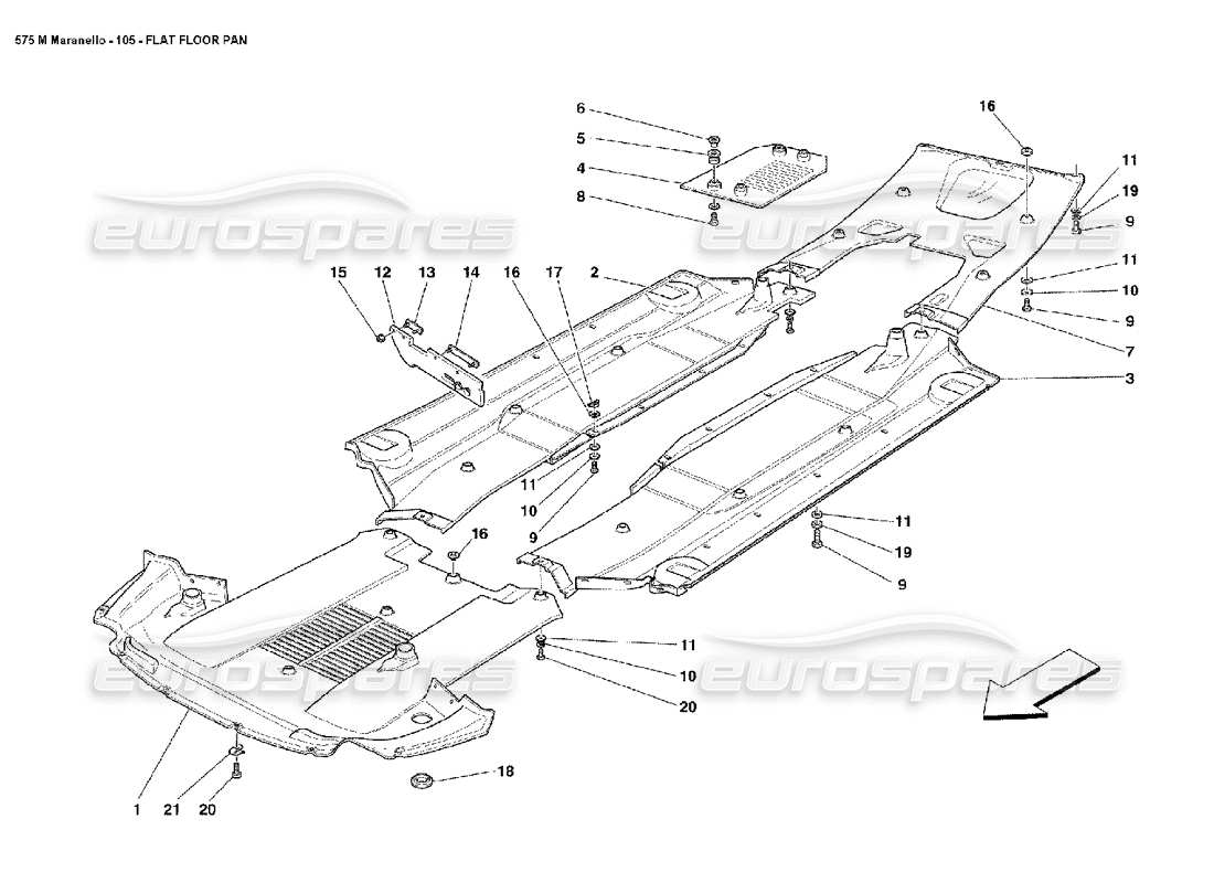 ferrari 575m maranello flat floor pan part diagram