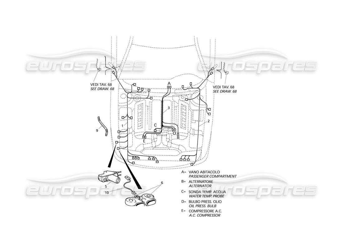 maserati qtp v6 evoluzione electrical system: engine compartment part diagram
