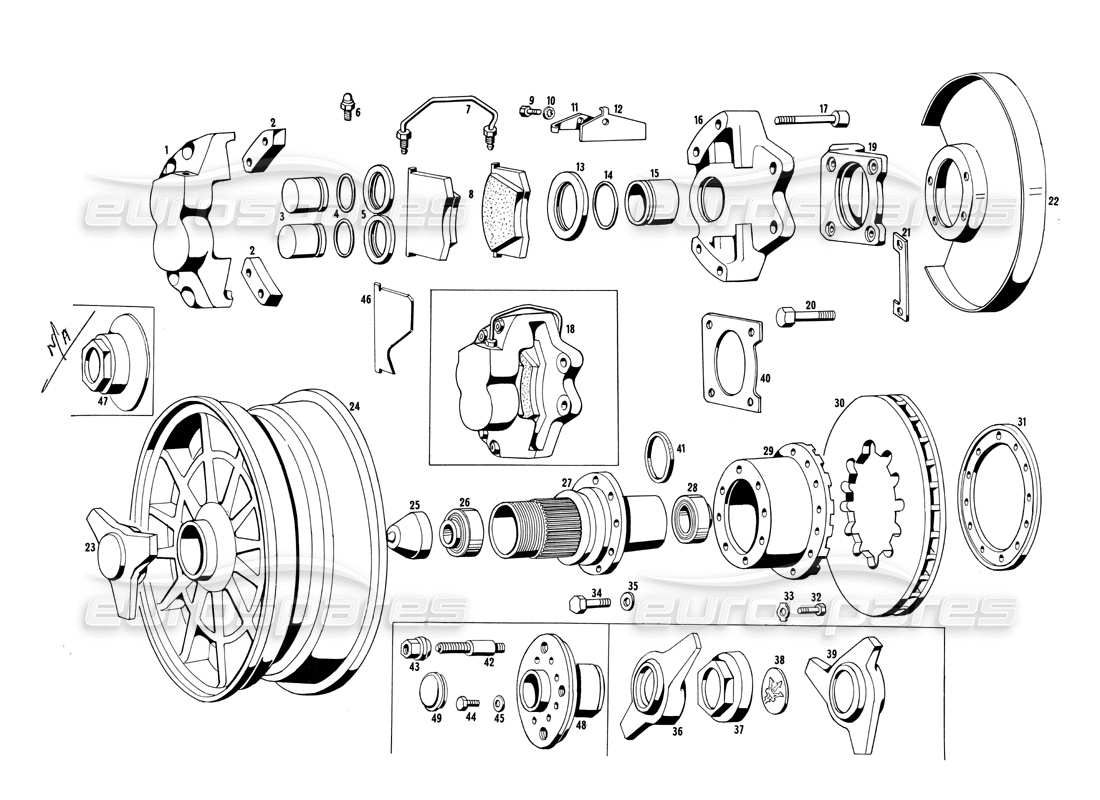 maserati ghibli 4.7 / 4.9 front cooled brakes parts diagram