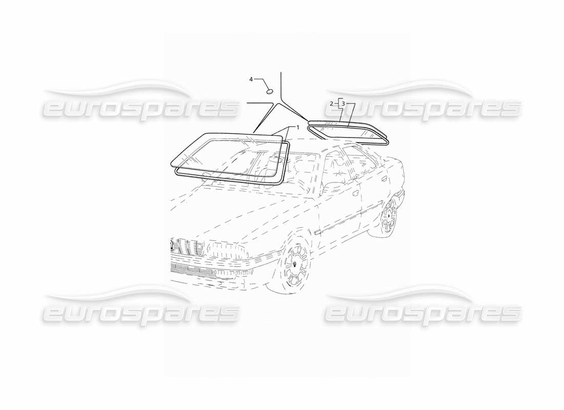 maserati qtp. 3.2 v8 (1999) fixed windows parts diagram