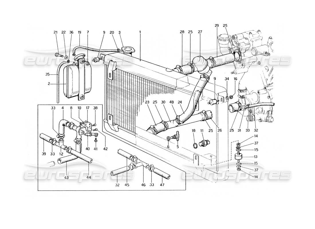 ferrari 400 gt (mechanical) cooling system part diagram