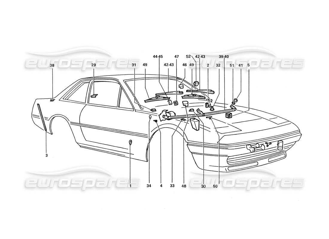 ferrari 412 (coachwork) wiper mec parts diagram