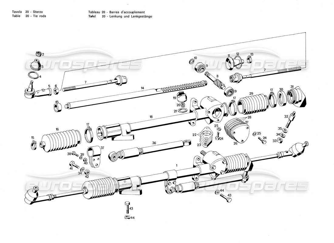 maserati merak 3.0 tie rods parts diagram