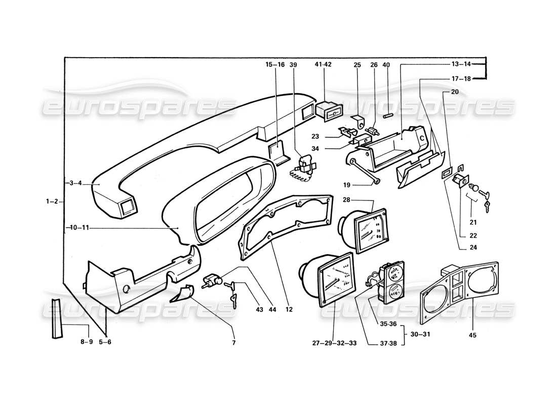 ferrari 412 (coachwork) dashboard & instruments parts diagram
