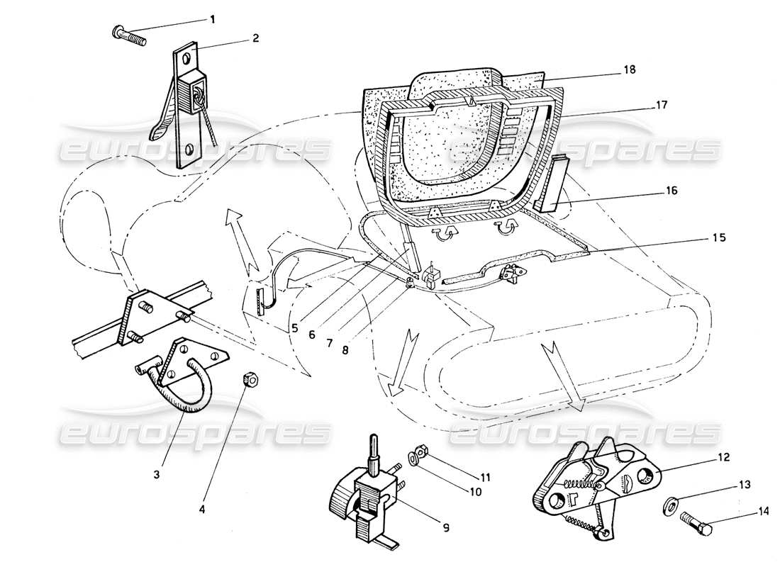 ferrari 206 gt dino (coachwork) engine cover part diagram