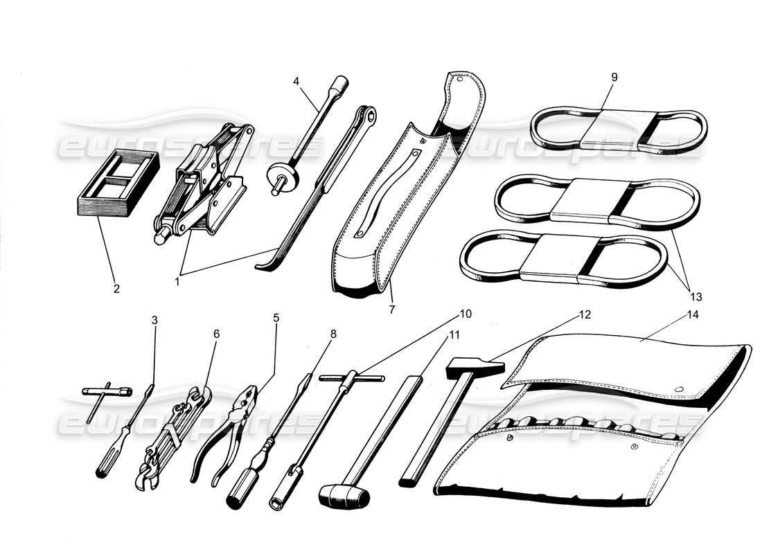 lamborghini espada tool kit part diagram