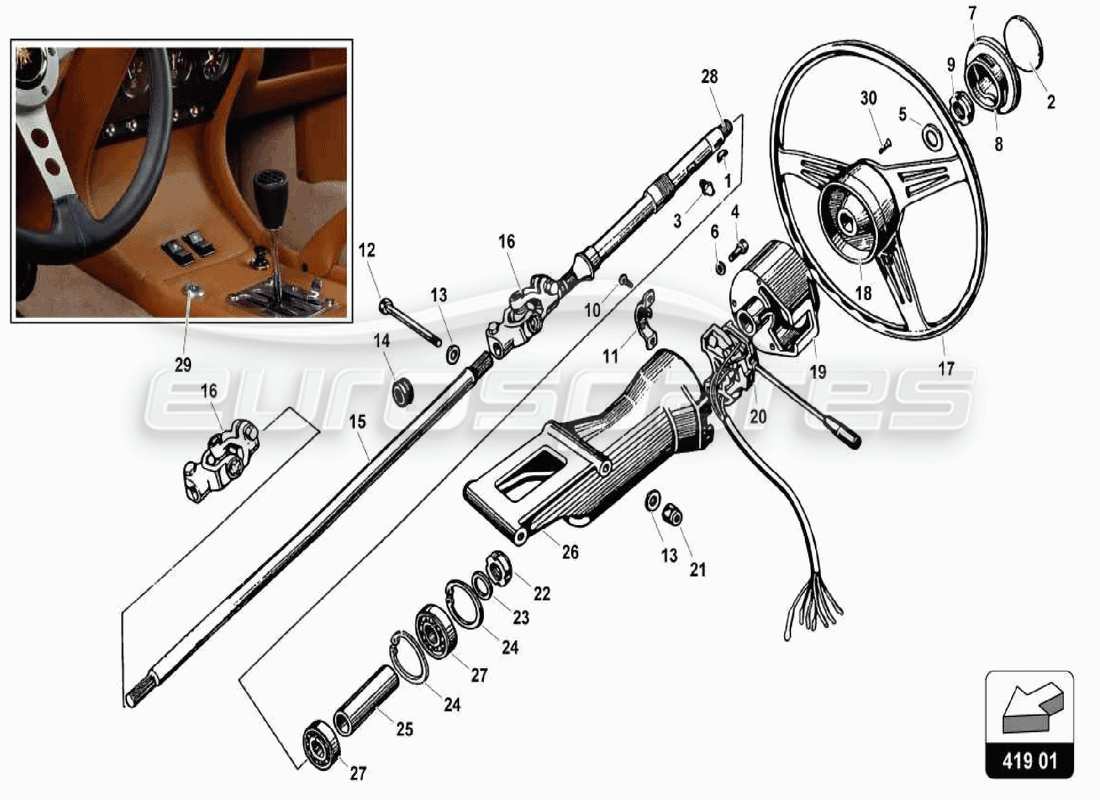 lamborghini miura p400 steering part diagram