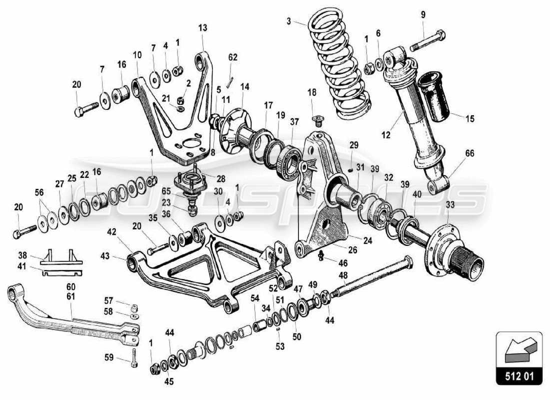 lamborghini miura p400 rear suspension part diagram