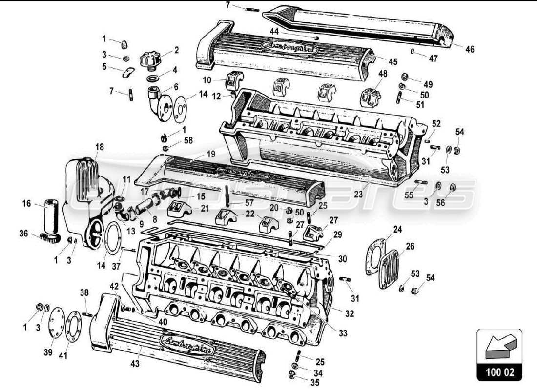 lamborghini miura p400 cylinder heads parts diagram