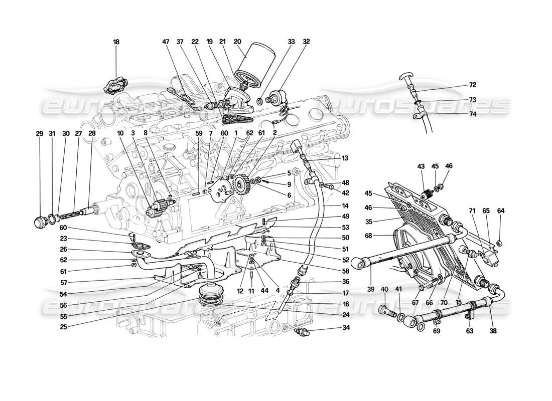 ferrari mondial 3.2 qv (1987) lubrication system parts diagram