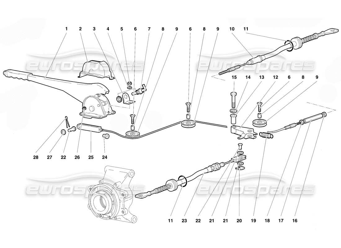 lamborghini diablo vt (1994) handbrake parts diagram