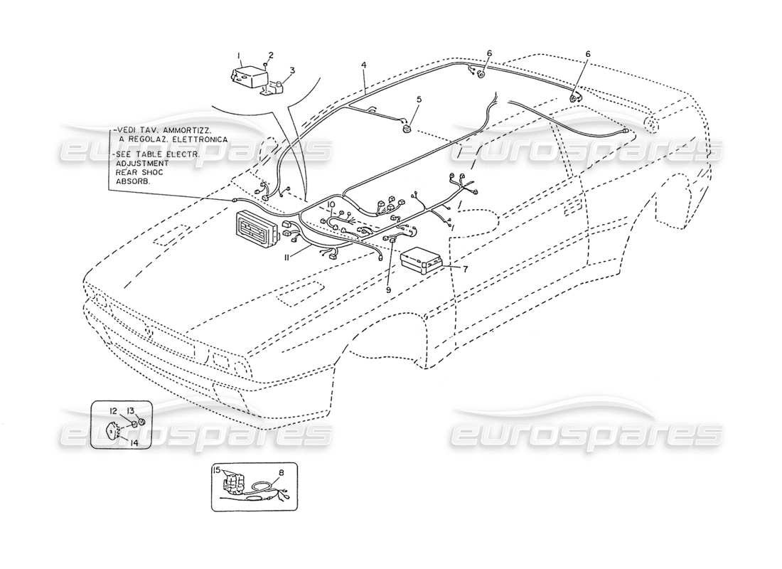 maserati ghibli 2.8 (non abs) console and ceiling lamp parts diagram