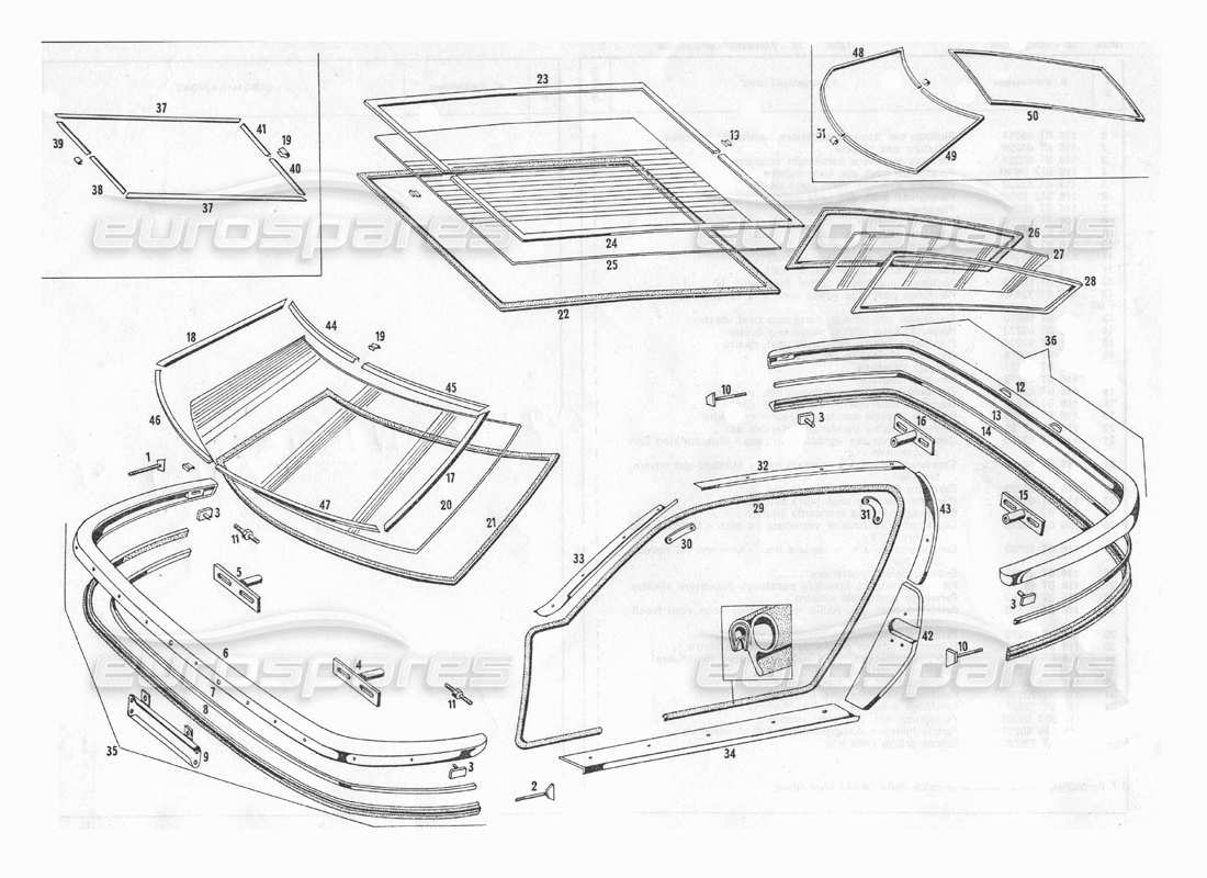 maserati indy 4.2 bumpers and glasses parts diagram