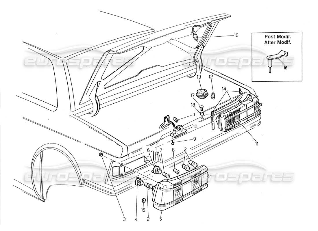 maserati 2.24v rear tail light parts diagram