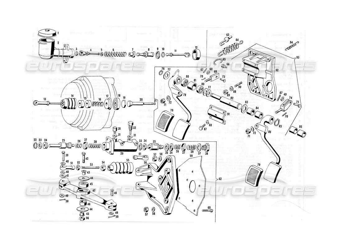 maserati indy 4.2 pedals part diagram