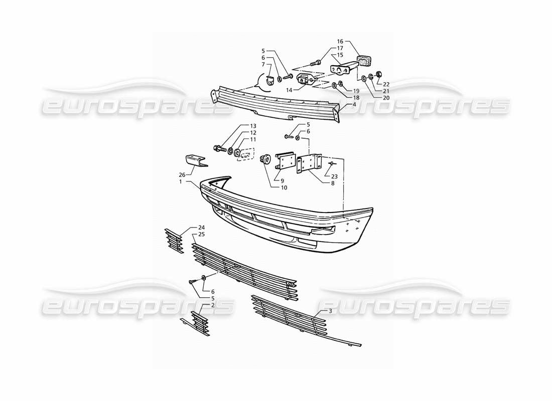 maserati qtp. 3.2 v8 (1999) front bumper parts diagram