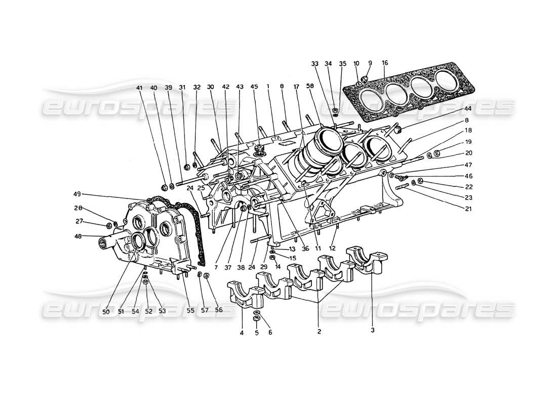 ferrari 208 gt4 dino (1975) crankcase part diagram