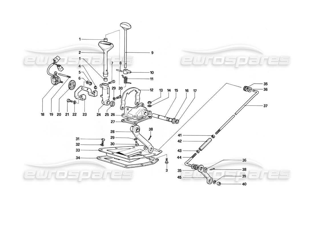 ferrari 400i (1983 mechanical) outside gearbox controls (400 automatic) parts diagram