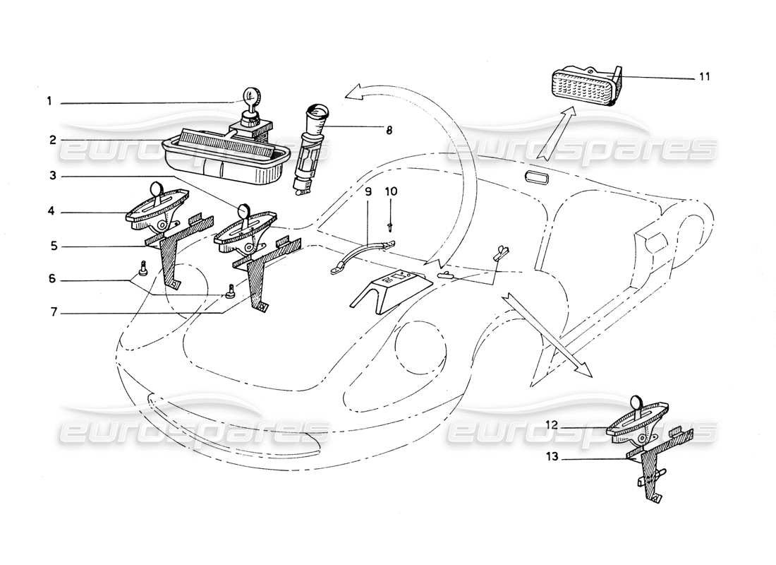 ferrari 206 gt dino (coachwork) heater sliders parts diagram