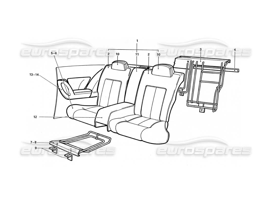 ferrari 412 (coachwork) rear seats parts diagram