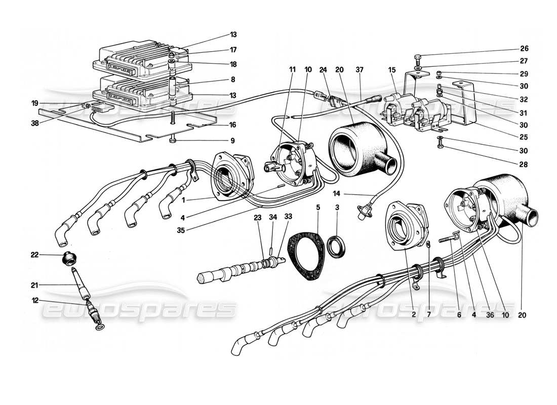 ferrari 208 turbo (1982) engine ignition part diagram