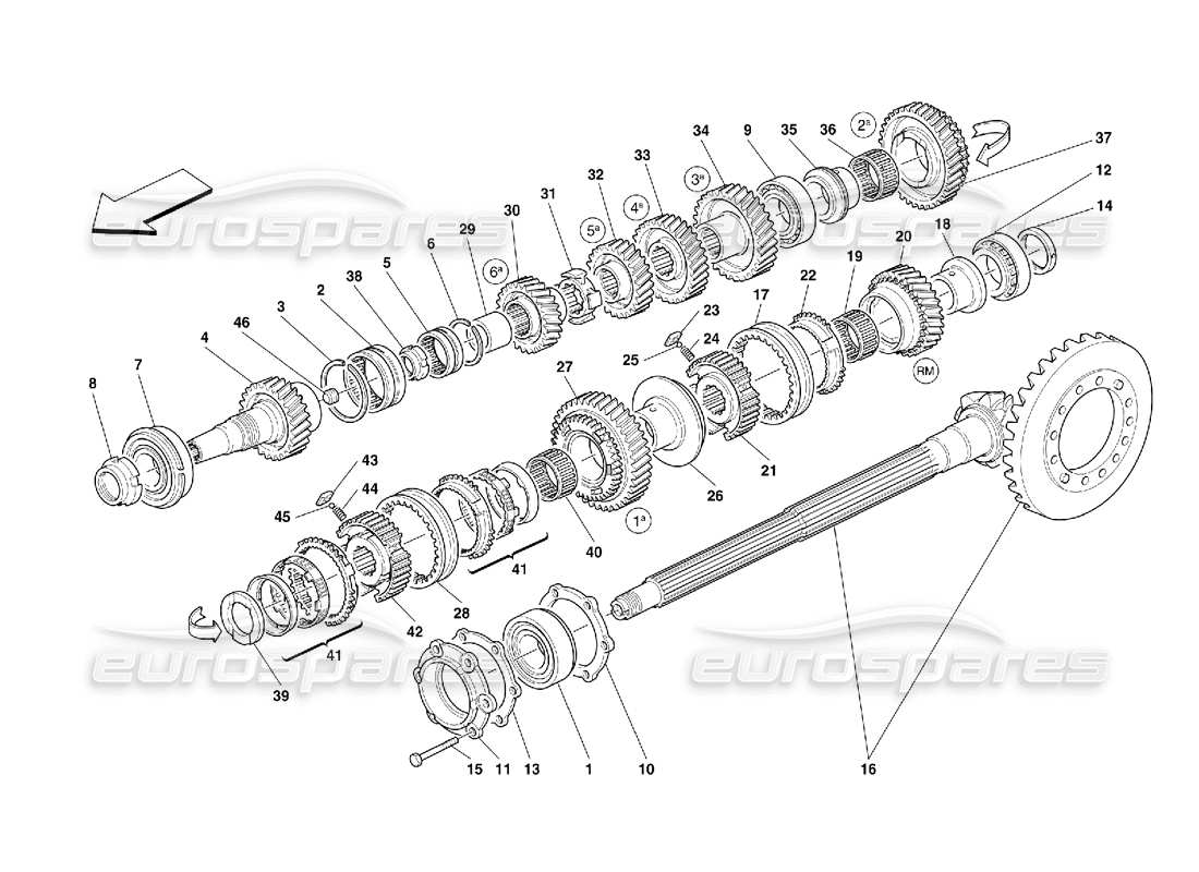 ferrari 456 gt/gta lay shaft gears -not for 456 gta part diagram