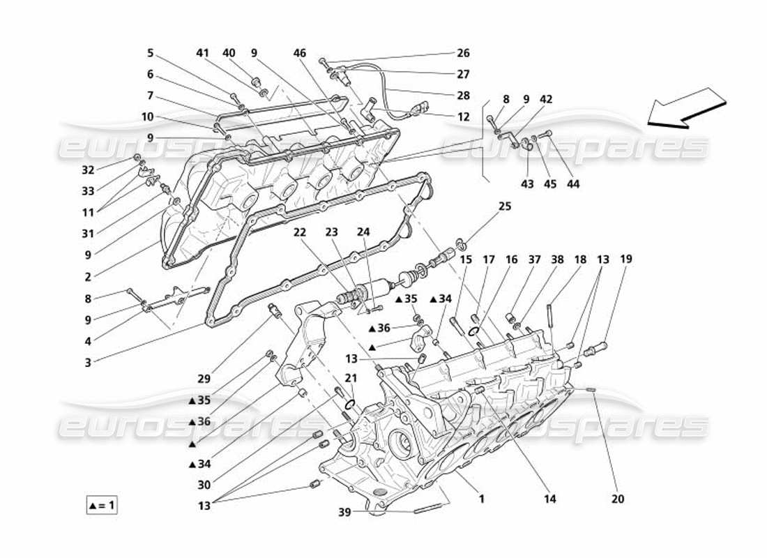 maserati 4200 gransport (2005) rh cylinder head parts diagram