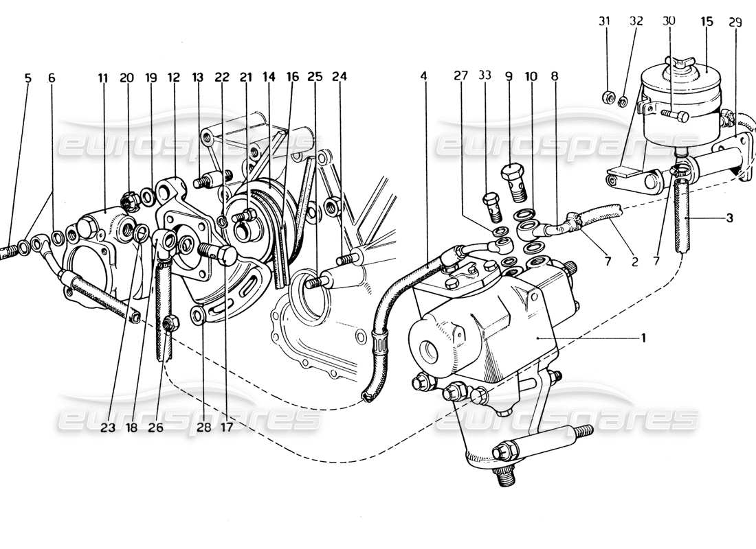 ferrari 365 gt4 2+2 (1973) power steering parts diagram