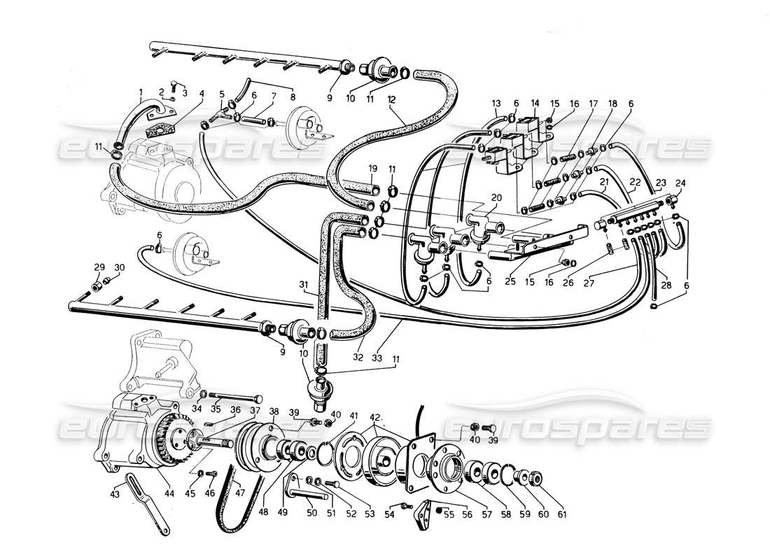 lamborghini countach 5000 qvi (1989) air polution system part diagram