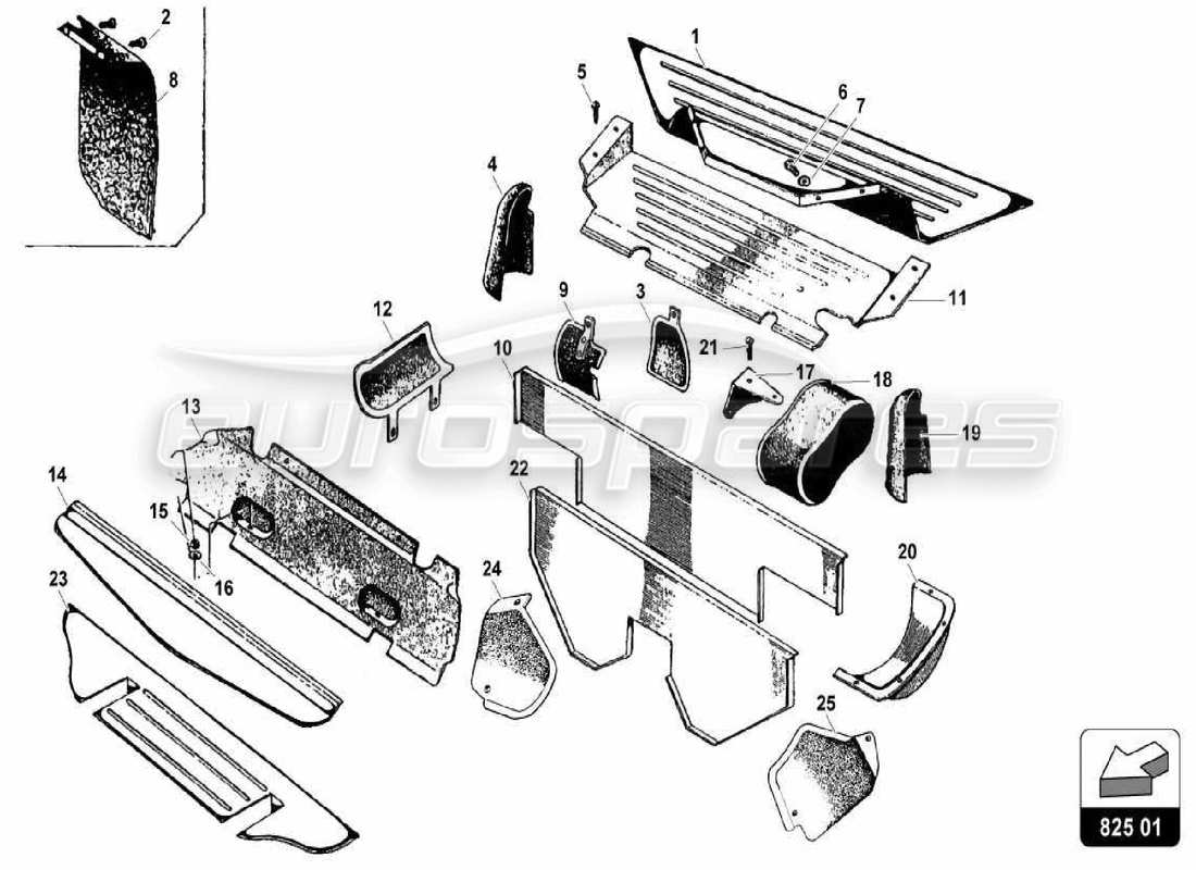 lamborghini miura p400 heat shield parts diagram