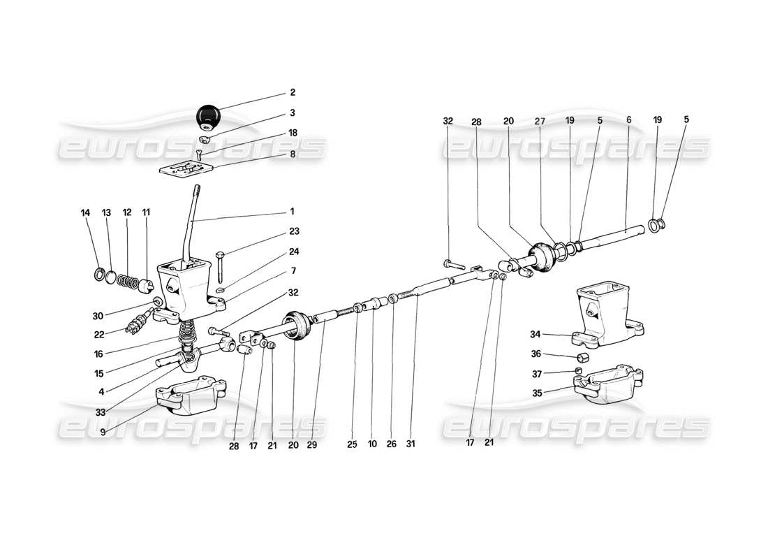 ferrari mondial 3.2 qv (1987) outside gearbox controls parts diagram