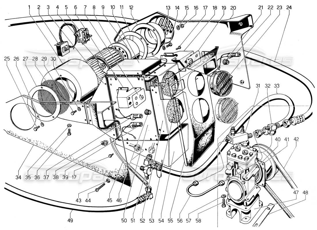 lamborghini urraco p300 air conditioning part diagram