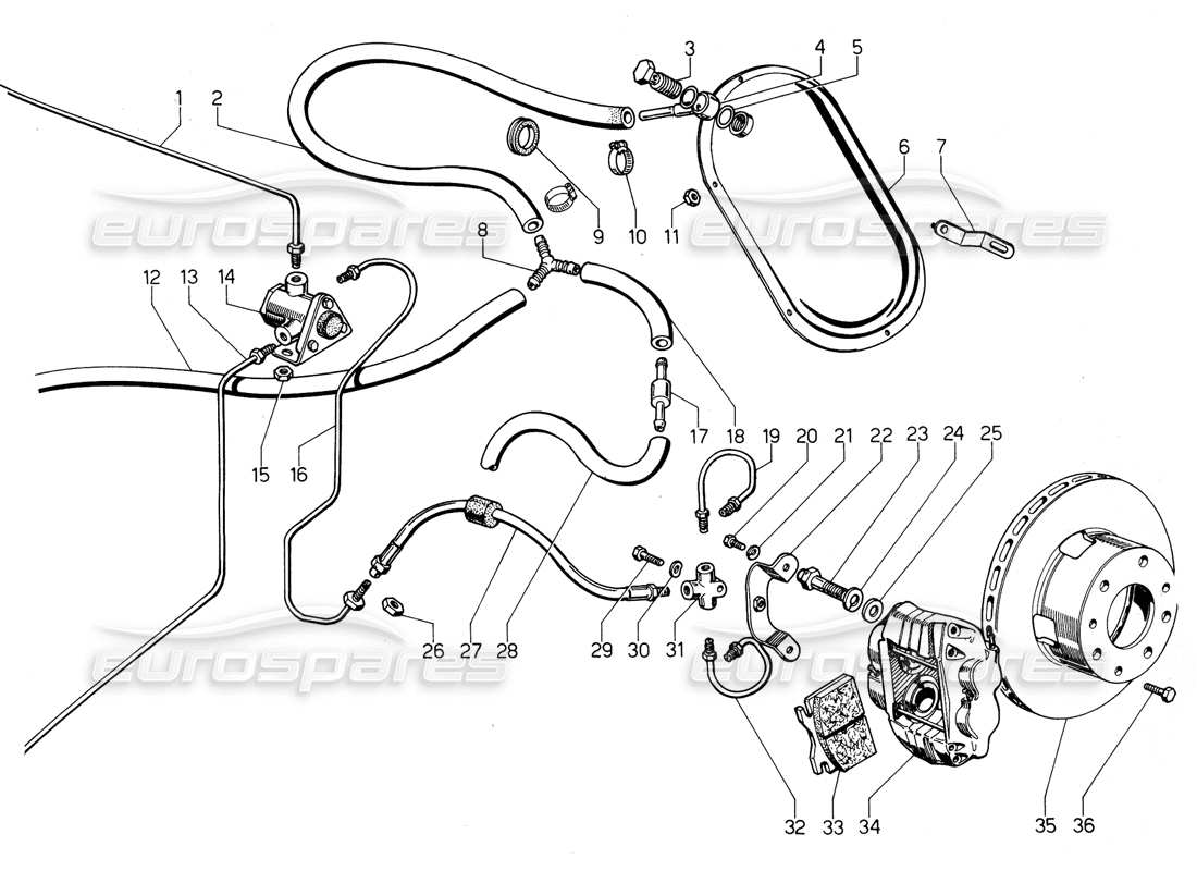 lamborghini urraco p300 rear brakes parts diagram