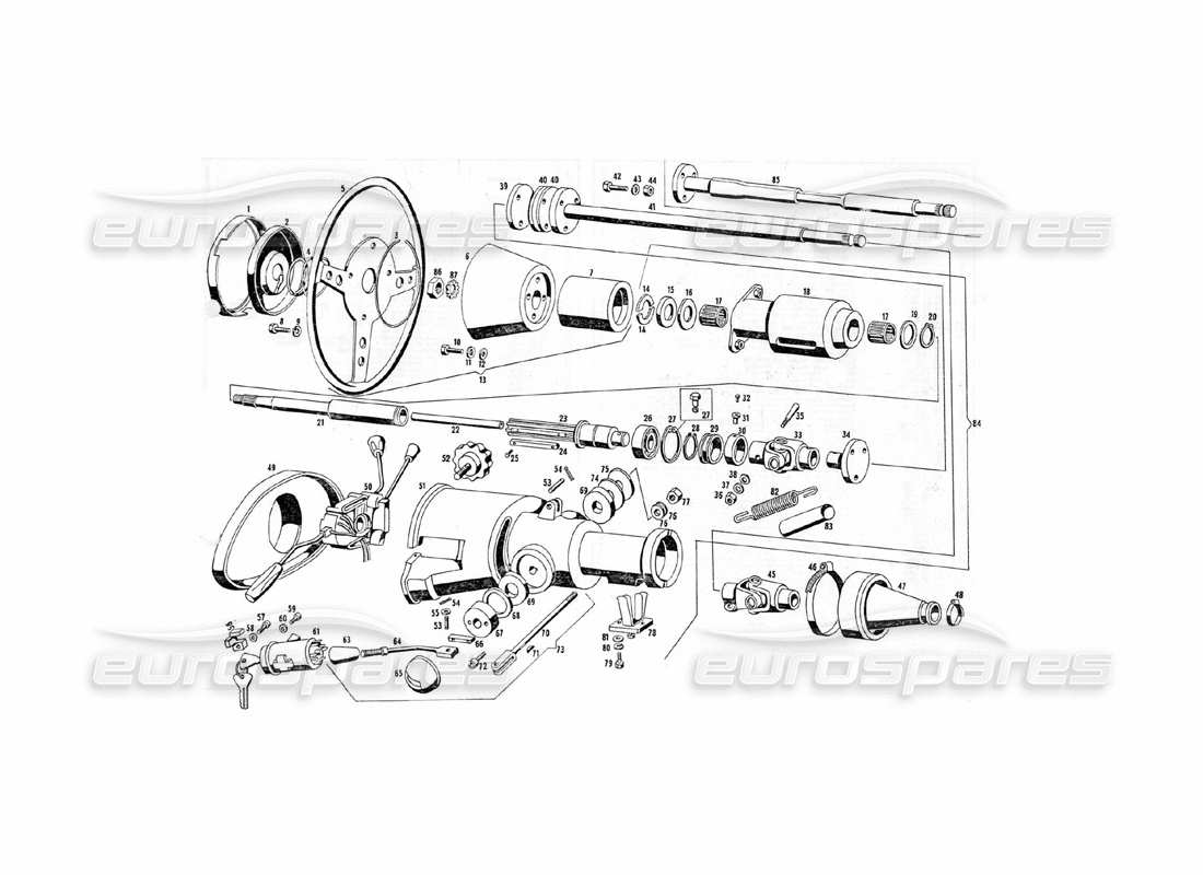 maserati indy 4.2 steering parts (usa) part diagram