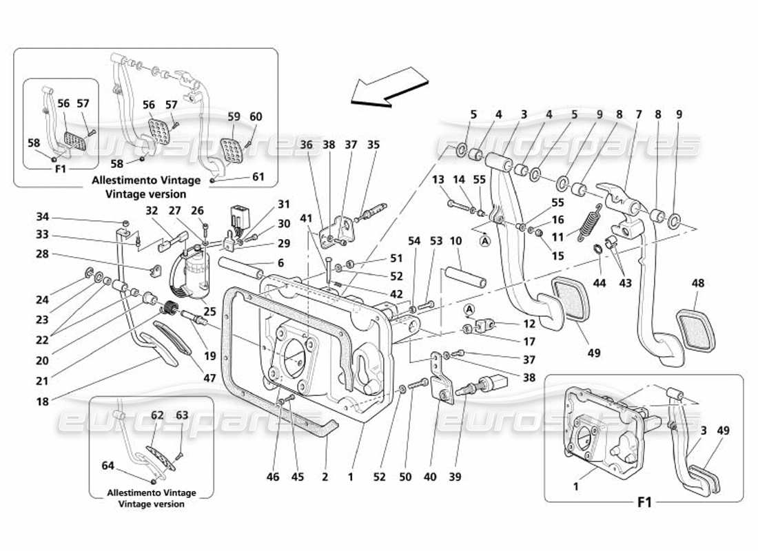 maserati 4200 spyder (2005) pedals and electronic accelerator control -valid for gd- part diagram