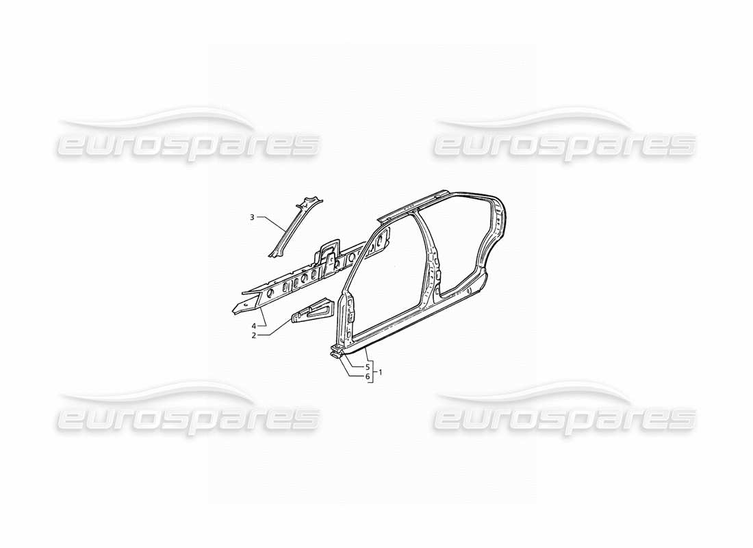 maserati qtp. 3.2 v8 (1999) body shell: side panels parts diagram