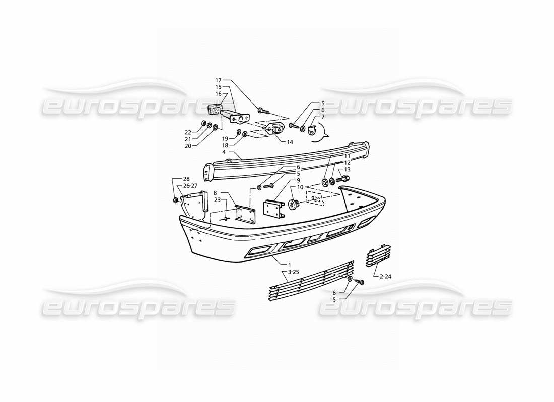 maserati qtp. 3.2 v8 (1999) rear bumper parts diagram