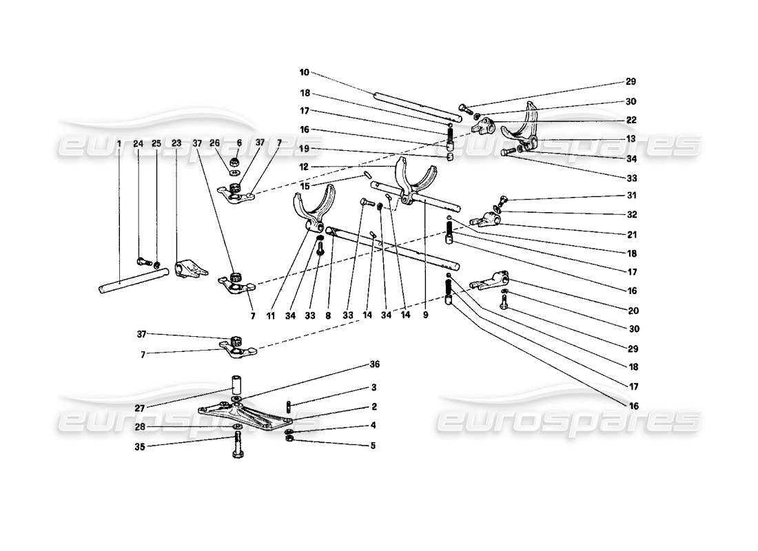 ferrari 208 turbo (1982) inside geabox controls part diagram